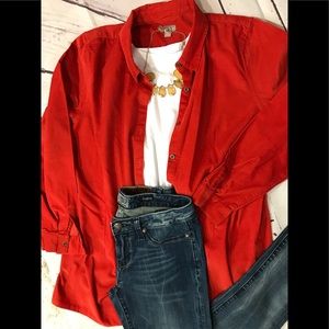 J. Jill orange corduroy button down top